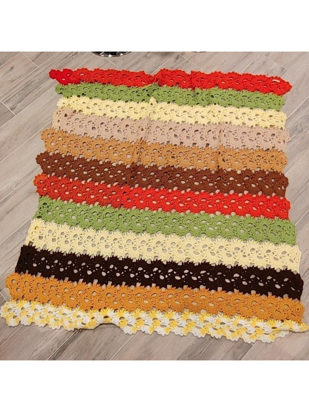 Vintage Afgahan Crochet Throw Handmade